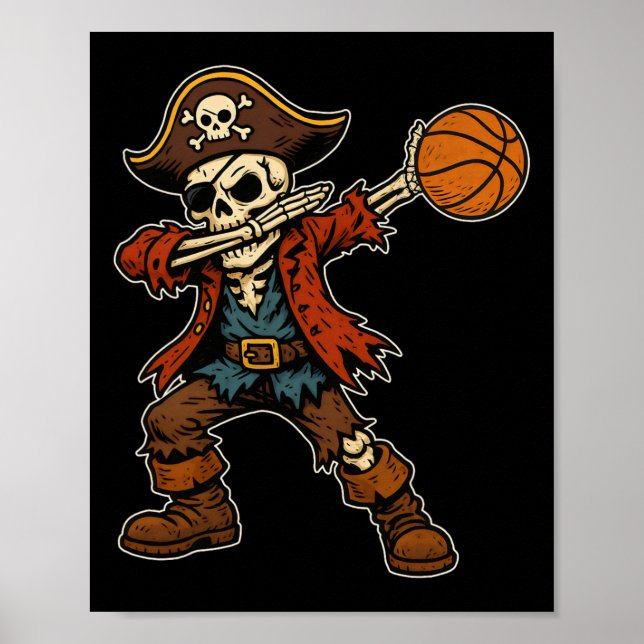Poster Esqueleto Pirata Dabbing Crânio Halloween Pirata D (Frente)