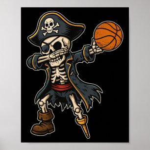 Poster Esqueleto Pirata Dabbing Sketll Halloween Pirata D