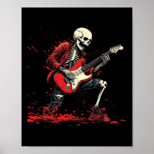 Poster Esqueleto Rockin- Guitarra Elétrica - Punk R