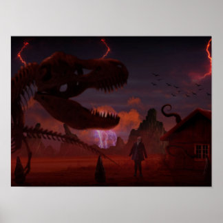 Poster Esqueleto T-rex em Estranhos Coisas inspiraram ima