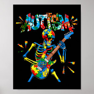 Poster Esqueleto Tocador de Guitarra Conscientização do A
