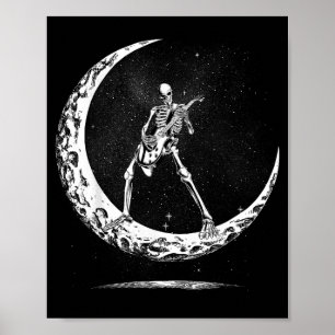 Poster Esqueleto Tocando Guitarra Banda de Rock And Roll