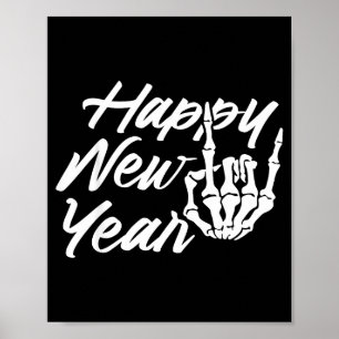 Poster Esqueleto Vintage Feliz Ano Novo