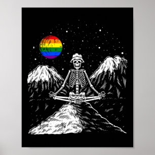 Poster Esqueleto Yoga Orgulho Gay Lgbt-q Engraçado Medi E