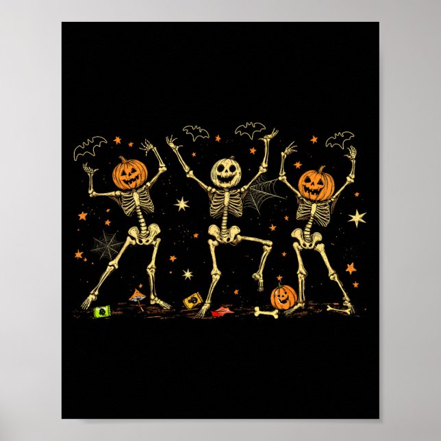 Poster Esqueletos Dançantes Fantasia Assustadora de Hallo (Frente)