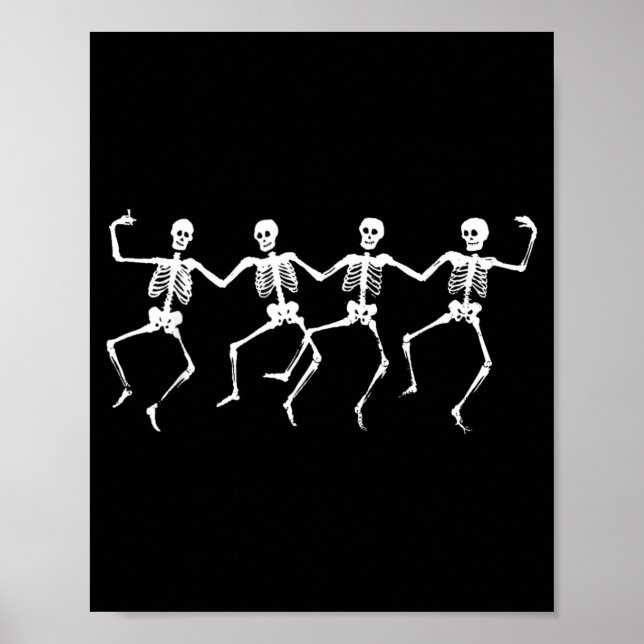 Poster Esqueletos Dançantes - Festa de Halloween Engraçad (Frente)