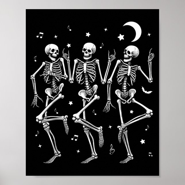 Poster Esqueletos Dançantes Halloween Dança de Esqueleto  (Frente)