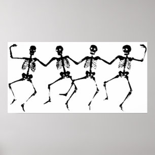 Poster Esqueletos dançarinos (preto)