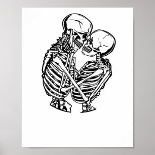 Poster Esqueletos de amor eterno que abraçam o adesivo