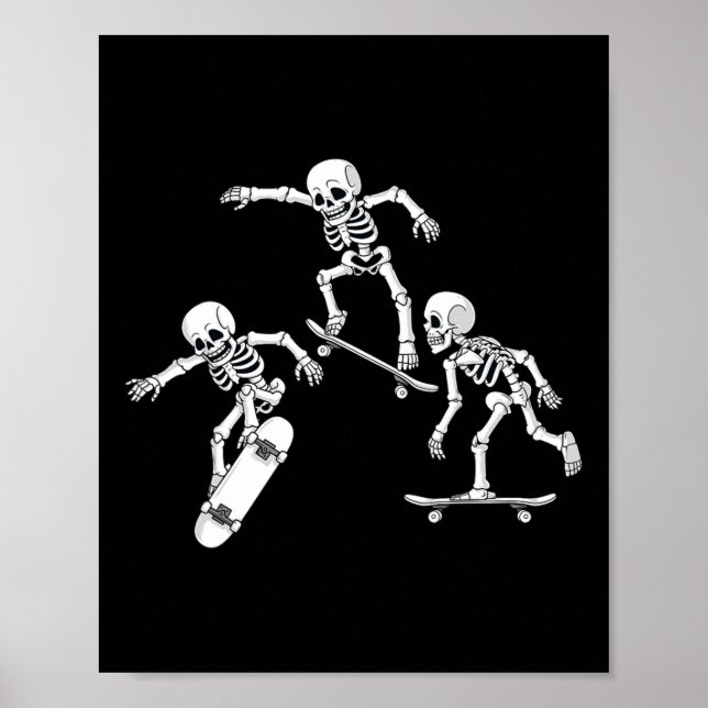 Poster Esqueletos de skate Halloween Skater Meninos Crian (Frente)