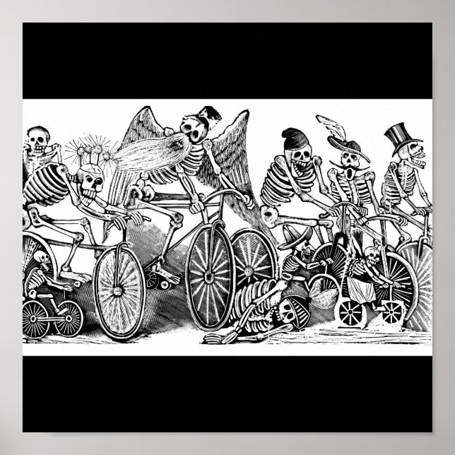 Poster Esqueletos em Bikes, México (Frente)
