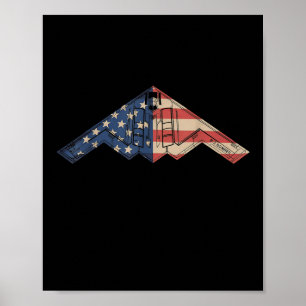 Poster Esquema da Aeronave Stealth B-2 Bombardeiro Bandei