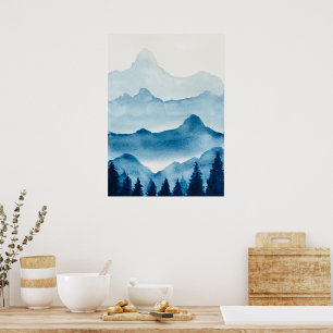 Poster Esquema das Montanhas Watercolor