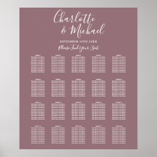 Poster Esquema de Assentos de Casamento Elegante Mauve co