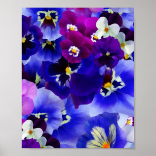 Poster Esquema de Flor Azul