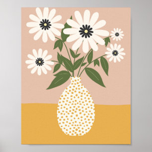 Poster Esquema De Flor No Vaso 03 Amarelo