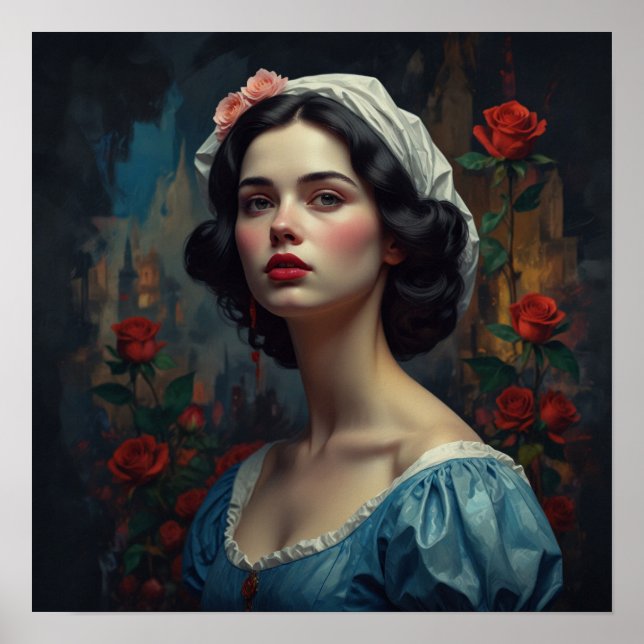 Poster Esquema Detalhado de Óleo de Abstração de uma Mulh (Frente)