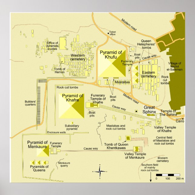 Pôster Esquema do diagrama complexo pirâmide de Giza (Frente)