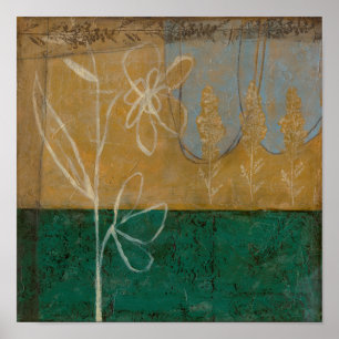 Pôster Esquema Floral com flor e plantas