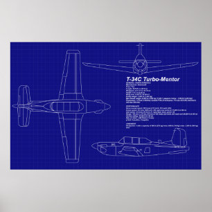 Poster Esquemas de aviões T-34 C Mentor