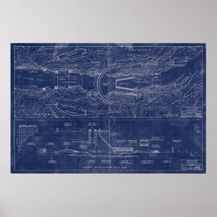 Poster esquemático do estilo de impressão em Bluep