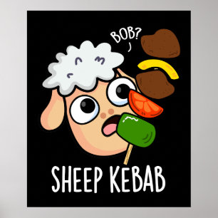 Poster Esquete de Kebabe de Ovelha Piada de Kebab Escuro