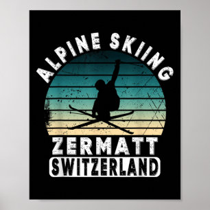 Poster Esqui Alpino Zermatt Suíça Montanhas Suíço 