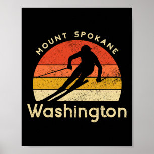Poster Esqui Antigo Monte Spokane Washington Montanha