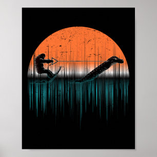 Poster Esqui Aquático Críptico Monstro do Lago Ness Engra