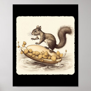 Poster Esqui Aquático De Esquilo Em Um Par De Nozes. Aven