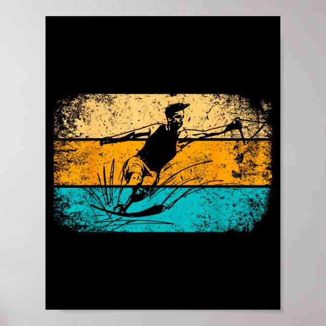 Poster Esqui aquático retrô vintage (Frente)