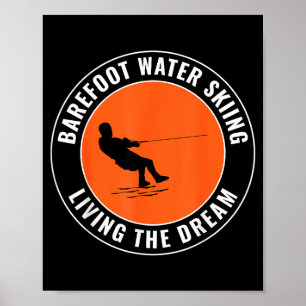 Poster Esqui aquático sem calçados embarcação a motor águ