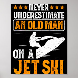 Poster Esqui aquático subestimar um homem velho em um jet