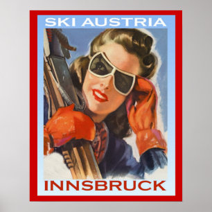 Poster Esqui Áustria dos esportes de inverno do vintage,