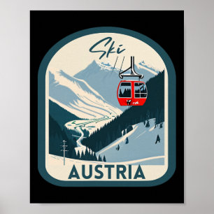 Poster Esqui Áustria Retro Estilo Vintage Esqui Austríaco