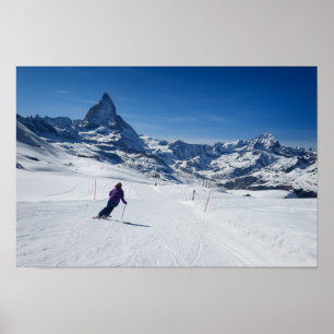 Poster Esqui com o Monte Matterhorn em Zermatt, Suiça