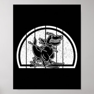 Poster Esqui de montanha dinossauro esquiador Dino esqui