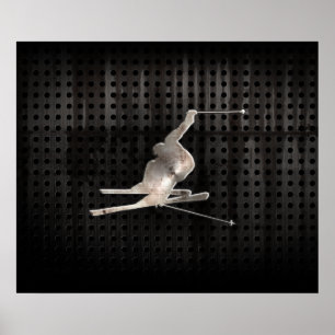 Pôster Esqui de neve; preto Legal