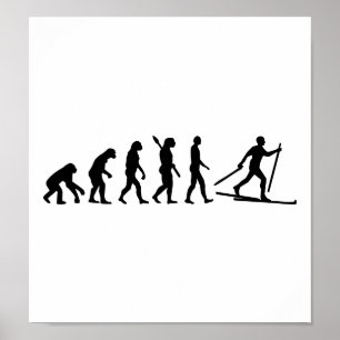 Pôster Esqui do país transversal da evolução
