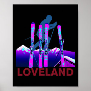 Poster Esqui e Snowboard Loveland Retro 90 Lovelan