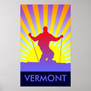Pôster esqui em declive vermont