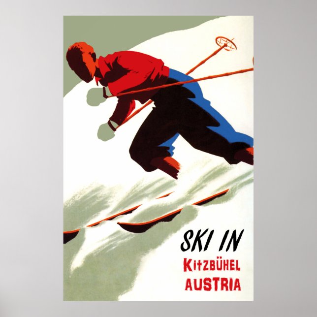 Poster Esqui em Kitzbuhel, Áustria (Frente)