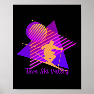 Poster Esqui em Taos Ski Valley Novo México Rosa e Roxo d