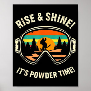 Poster Esqui engraçado - levante & brilhe! hora do pó! es