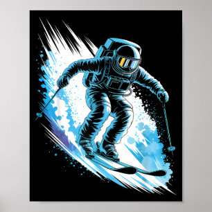 Poster Esqui espaço esporte de inverno esquiando esquiado