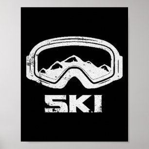 Poster Esqui Esqui Neve Montanha Inverno Camiseta Esquiad