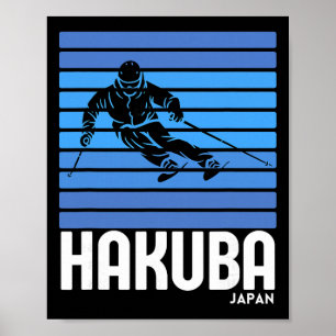 Poster Esqui Hakuba Japão Esportes de Inverno Vintage Ret