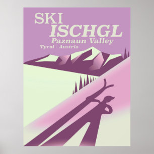 Poster Esqui Ischgl, vale Tirol de Paznaun