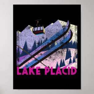 Poster Esqui Lake Placid - Esqui Lake Placid Estilo Vinta