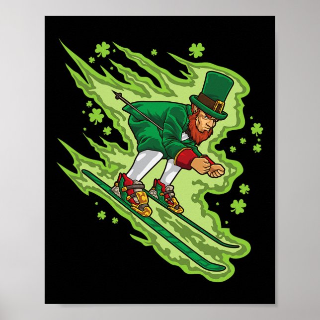 Poster Esqui Leprechaun - Esportes De Inverno Irlandeses  (Frente)